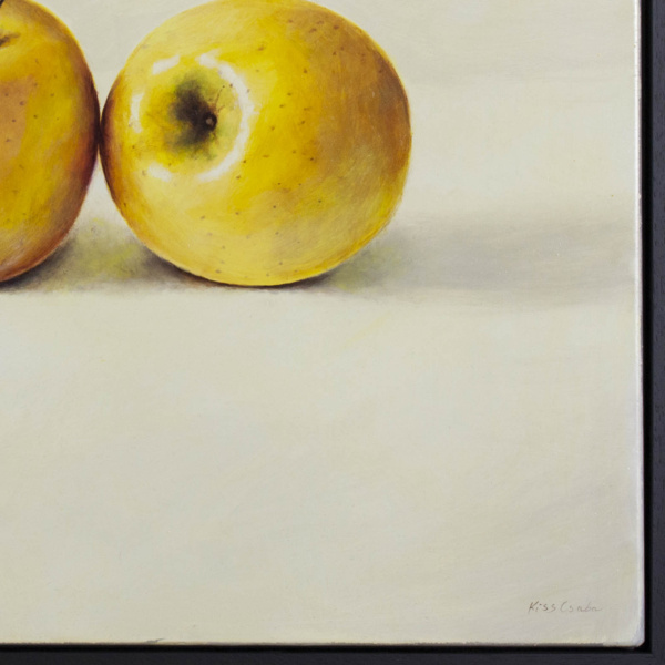 Two Yellow Apples by Kiss Csaba, original painting, detail