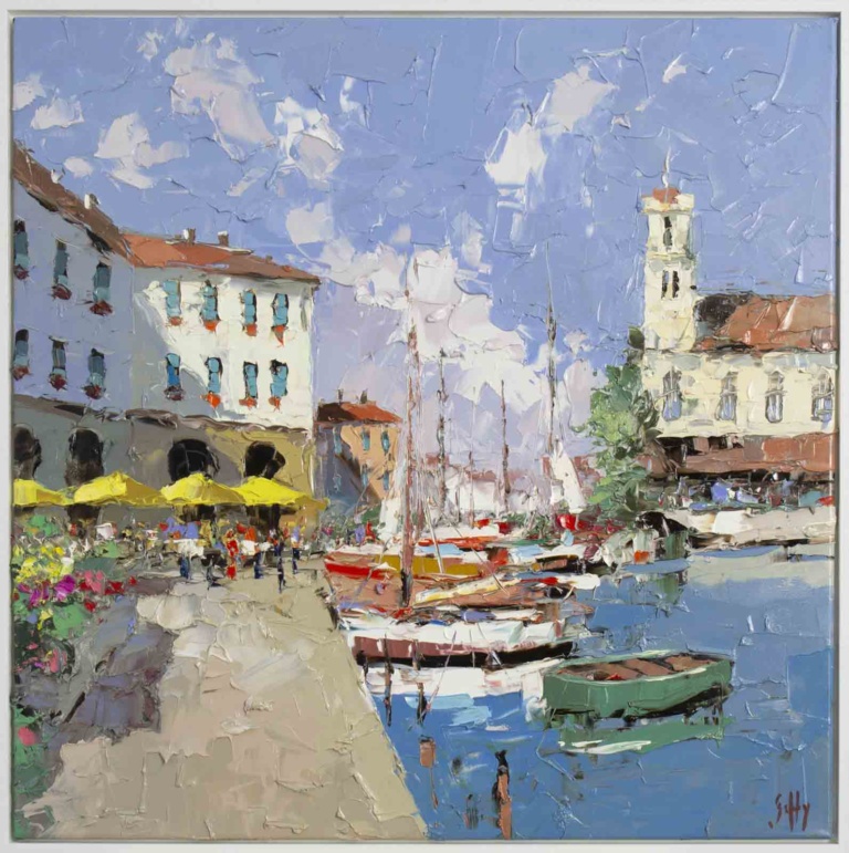 Pause For Lunch, Mediterranean Harbour by Frank Getty