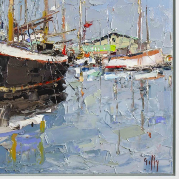 At The Marina by Frank Getty, original painting, detail