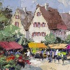 Flower Market by Frank Getty, original painting