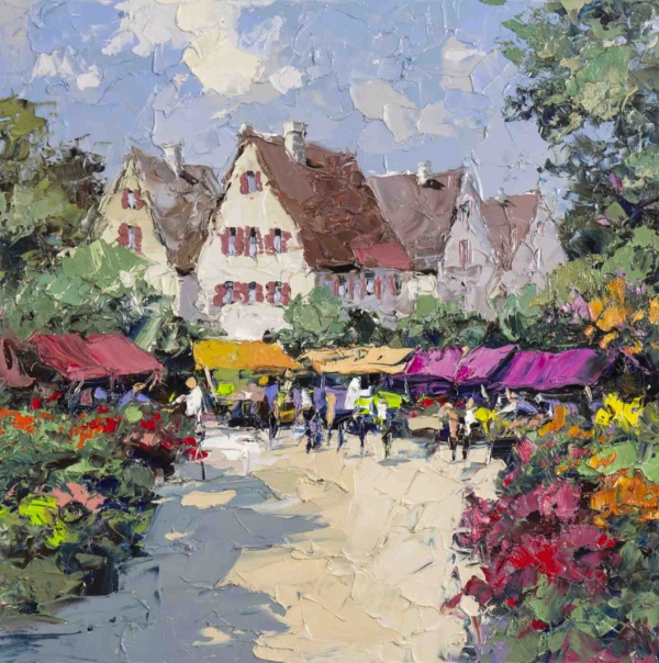 Flower Market by Frank Getty, original painting