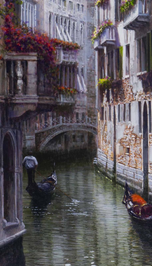 Gondolier, Venice by Raffaele Fiore, original painting