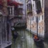 Gondolier, Venice by Raffaele Fiore, original painting