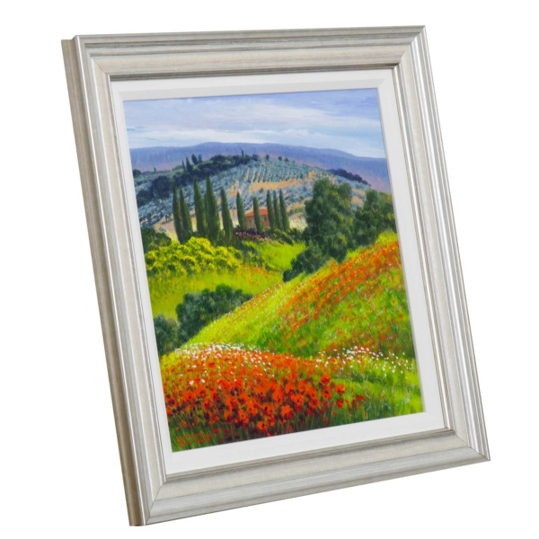 Poppy Fields & Cypresses by Raffaele Fiore, original painting