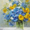 Blue & Yellow Bouquet by Gerhard Nesvadba, original painting