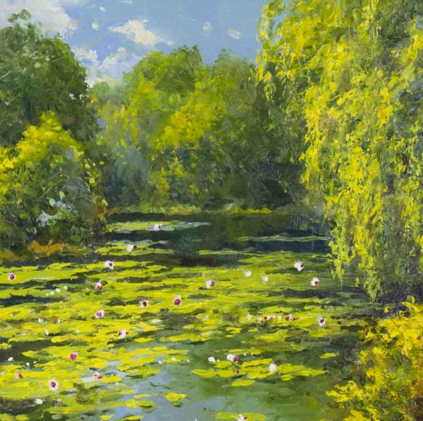 Willows & Waterlilies by Gerhard Nesvadba, original painting