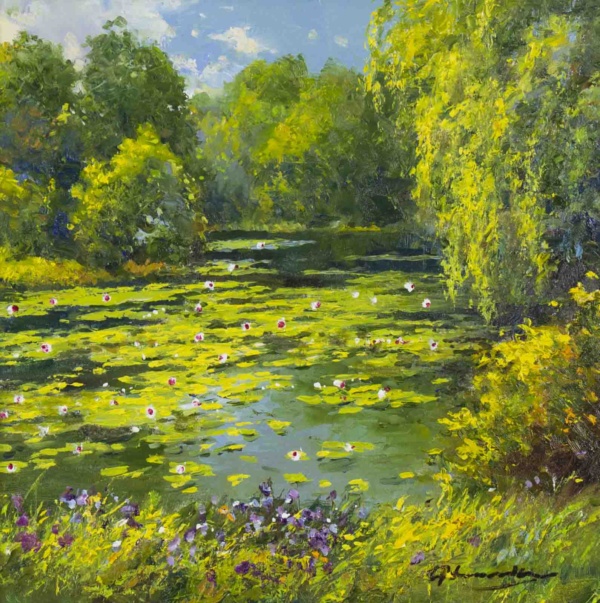 Willows & Waterlilies by Gerhard Nesvadba, original painting