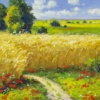 Summer Hayfields, Sussex by Gerhard Nesvadba, original painting