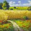 Summer Hayfields, Sussex by Gerhard Nesvadba, original painting