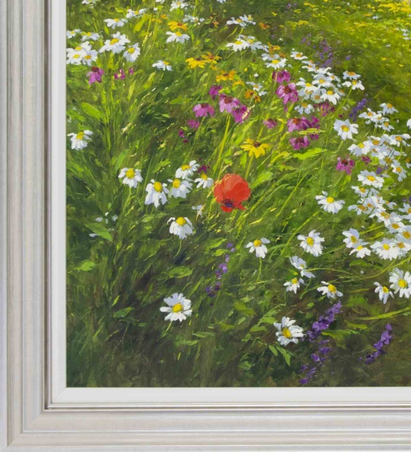 Walking Amongst Wild Flowers, Poppies & Daisies by Gerhard Nesvadba, original painting, detail