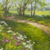 Walking Amongst Wild Flowers, Poppies & Daisies by Gerhard Nesvadba, original painting