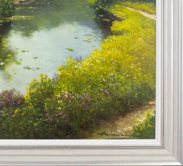 Tranquil Afternoon By The River by Gerhard Nesvadba, original painting, detail