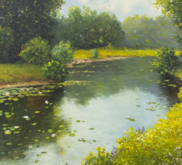 Tranquil Afternoon By The River by Gerhard Nesvadba, original painting