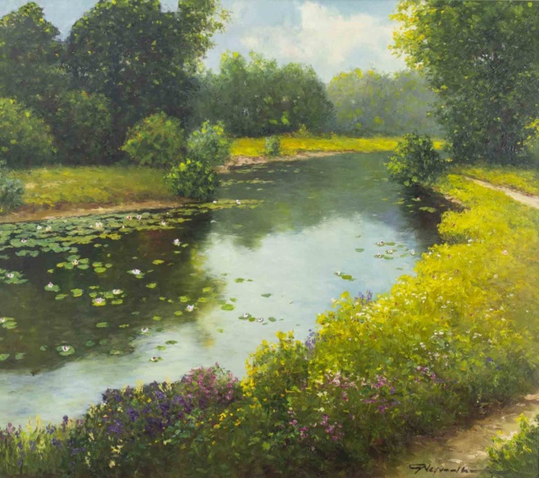 Tranquil Afternoon By The River by Gerhard Nesvadba, original painting