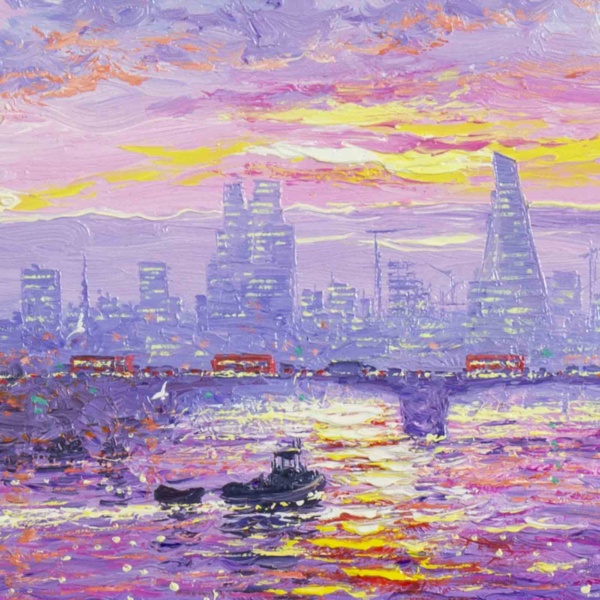 Thames Sparkles by Andrew Grant Kurtis, original painting, detail