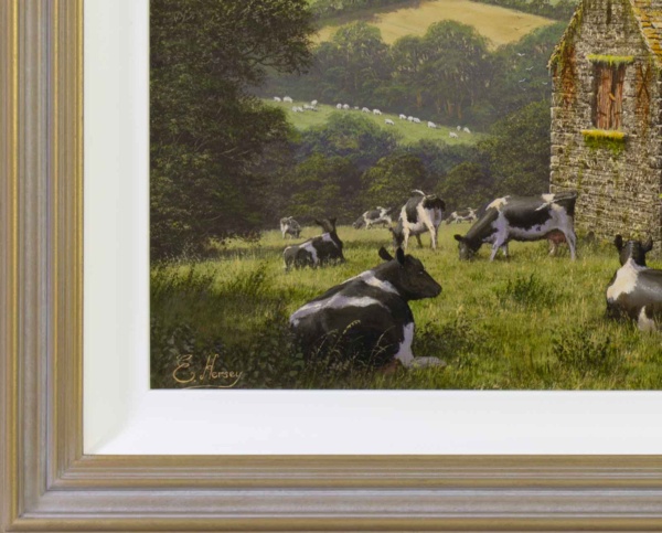 Grazing, Cotswolds II by Edward Hersey, original painting, detail