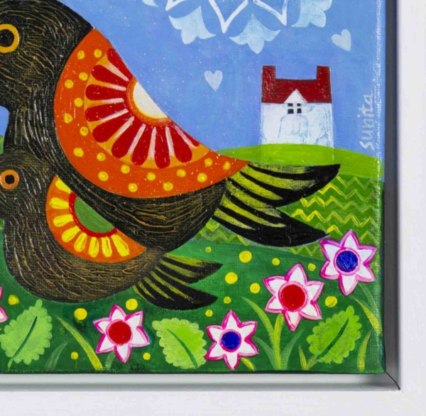 Birds IV by Sunita Khedekar, original painting, detail