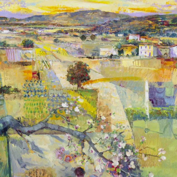 Blossoming Love by Mario Malfer, original painting, detail