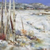 Silver Birches, Winter by Mario Malfer, original painting, detail
