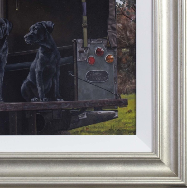 Landrover & Labradors by Stephen Park, original painting, detail