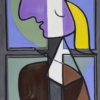 Buste de Femme de Profil (Femme Écrivant) after Picasso by David Henty, original painting