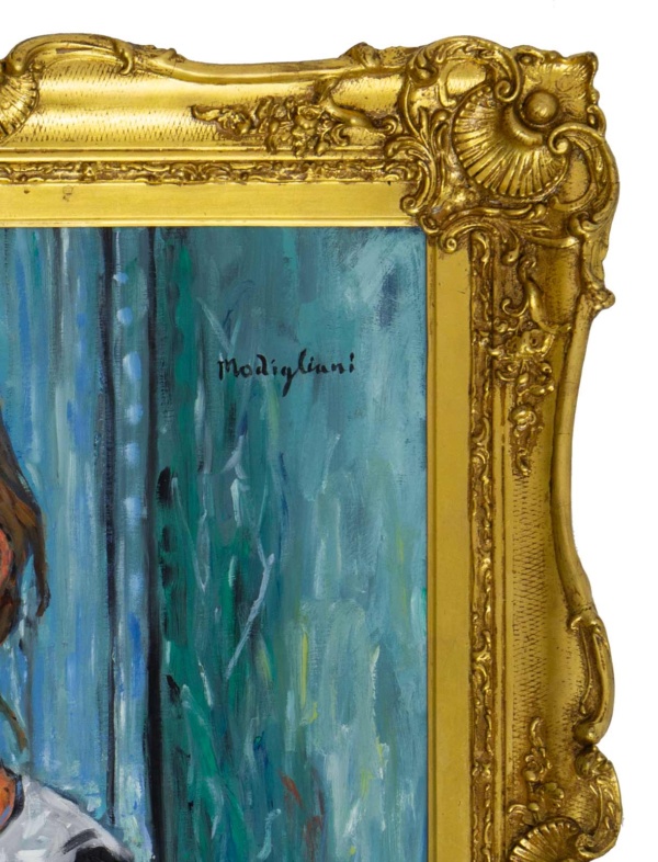 Portrait of A Servant Girl after Modigliani by David Henty, original painting, detail