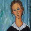 Portrait of A Servant Girl after Modigliani by David Henty, original painting, detail