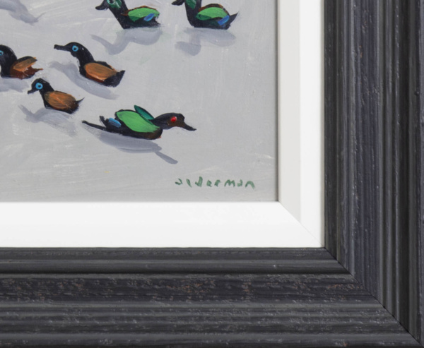 Busy Ducks by David Alderman, original painting, detail