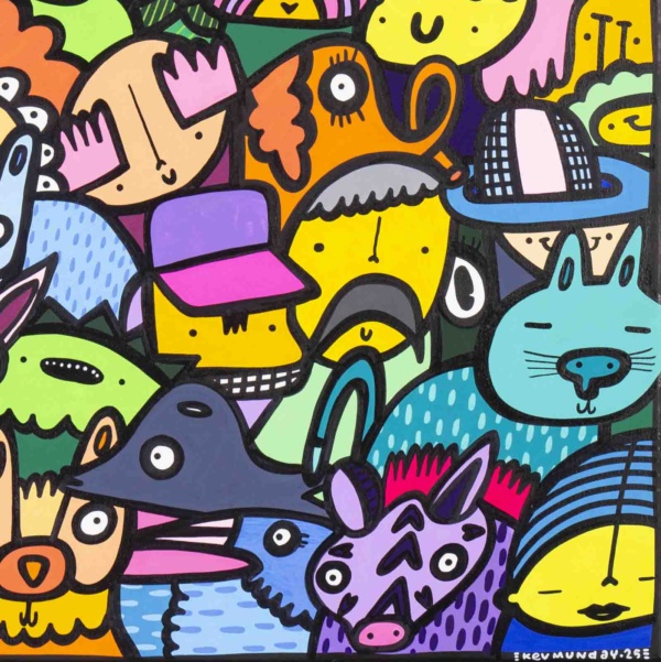 All Together Again by Kev Munday, original painting, detail