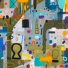 De Compras by Didier Mayés, original painting, detail