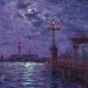 Moonlight Sparkle Across The Lagoon, Venice by Andrew Grant Kurtis, original painting