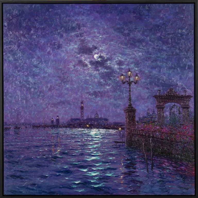 Moonlight Sparkle Across The Lagoon, Venice by Andrew Grant Kurtis