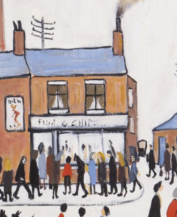 Fish and Chip Shop after L.S. Lowry by David Henty, original painting