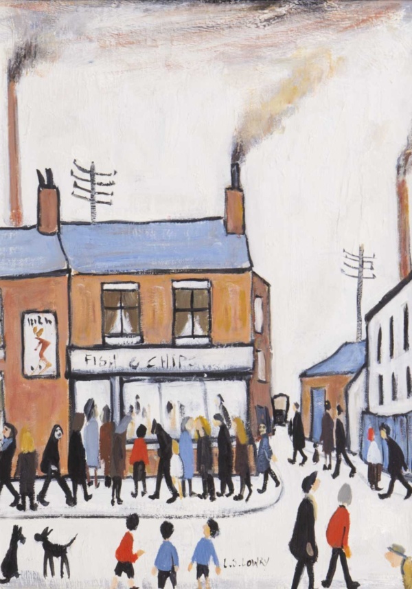 Fish and Chip Shop after L.S. Lowry by David Henty, original painting