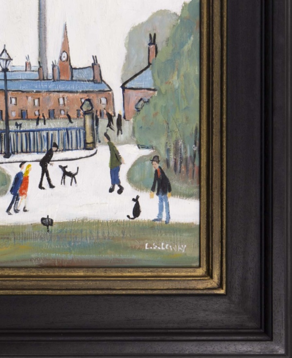 Park and Factory Scene after L.S. Lowry by David Henty, original painting, detail