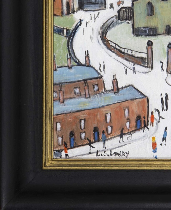 Windy Road Factory Scene after L.S. Lowry by David Henty, original painting, detail