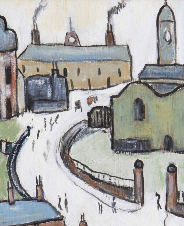 Windy Road Factory Scene after L.S. Lowry by David Henty, original painting