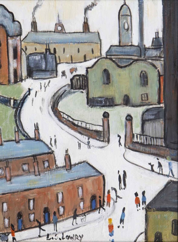 Windy Road Factory Scene after L.S. Lowry by David Henty, original painting