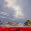 Poppy Barn by Allan Morgan, original painting, detail