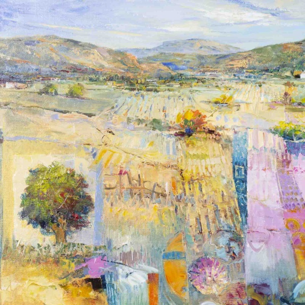 Masterful Landscape by Mario Malfer, original painting, detail