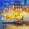 Amsterdam Lights by Veronika Benoni, original painting, detail