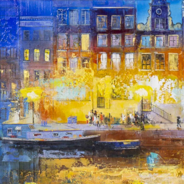 Amsterdam Lights by Veronika Benoni, original painting, detail
