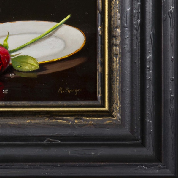 Red Rose by Ronald Berger, original painting, detail