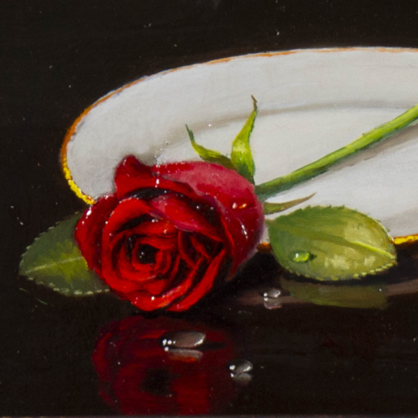 Red Rose by Ronald Berger, original painting, detail