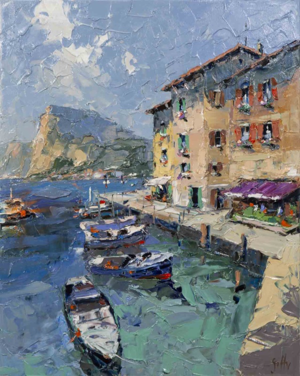 Southern Harbour, Italy by Frank Getty, original painting