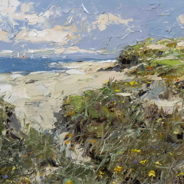 Camber Sands by Frank Getty, original painting, detail