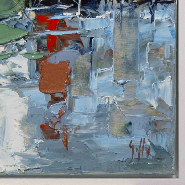 Sail Boats at The Marina by Frank Getty, original painting, detail