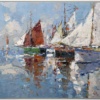 Quayside Reflections by Frank Getty, original painting