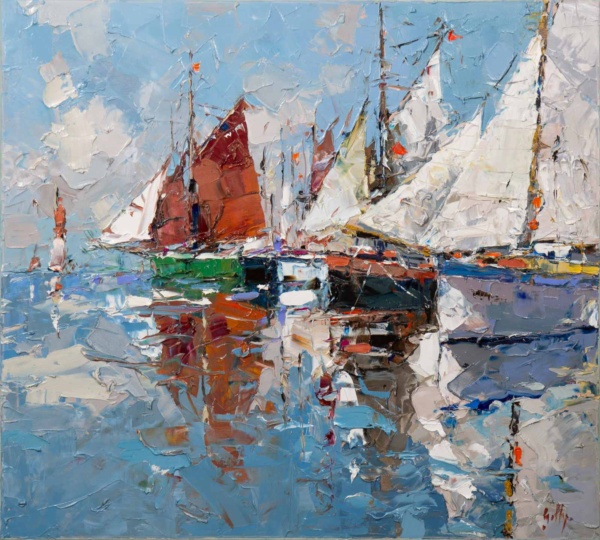Quayside Reflections by Frank Getty, original painting