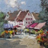 Pink Awnings by Frank Getty, original painting
